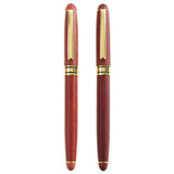 Maxbell 2 in 1 Red Bamboo Fountain Pen Ball Point Pen Rotatable Box Family Party Office Graduation Gifts