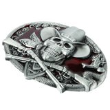 Maxbell Gothic Skeleton Ghost Head Halloween Hip Hop Cowboy Biker Mens Belt Buckle