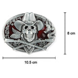 Maxbell Gothic Skeleton Ghost Head Halloween Hip Hop Cowboy Biker Mens Belt Buckle