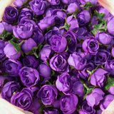 Maxbell Artificial Silk Flower Heads Birthday Party Supplies Pack Of 50PCS Dark Purple