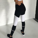 Maxbell Women Fashionable Elastic High Waist Breathable Soft Black and White Running Yoga Pants Gym Fitness Pants XL