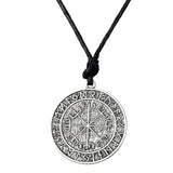 Maxbell Guidepost Compass Talisman Viking Protection Elder Futhark Pendant Necklace Unisex Jewelry