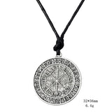 Maxbell Guidepost Compass Talisman Viking Protection Elder Futhark Pendant Necklace Unisex Jewelry