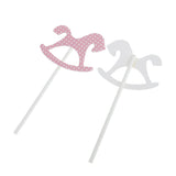 Maxbell 30pcs Paper Horse Cupcake Picks Cake Toppers Party Baby Shower Pink