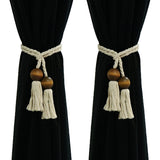 Maxbell 1 Pair Curtain Tie Backs Rope Tiebacks Window Sheer Voile Blackout Tassle Holdbacks