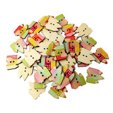 Maxbell 50 Pieces Wooden Pencil House Buttons 29mm x 25mm Scrapbooking Crafting Sewing Decorating Embellishments