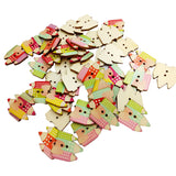 Maxbell 50 Pieces Wooden Pencil House Buttons 29mm x 25mm Scrapbooking Crafting Sewing Decorating Embellishments