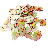 Maxbell 50 Pieces Wooden Pencil House Buttons 29mm x 25mm Scrapbooking Crafting Sewing Decorating Embellishments