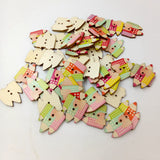 Maxbell 50 Pieces Wooden Pencil House Buttons 29mm x 25mm Scrapbooking Crafting Sewing Decorating Embellishments