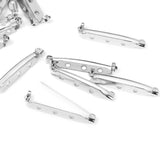 Maxbell 50pcs Brooch Backs Safety Pins Silver Large Bar Back Catch Jewelry Findings 37x5mm