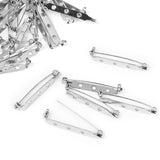 Maxbell 50pcs Brooch Backs Safety Pins Silver Large Bar Back Catch Jewelry Findings 37x5mm