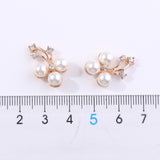 Maxbell 10 Piece Flower Shape Pearl Crystal Wedding Scrapbooking Embellishment Crafts Gold