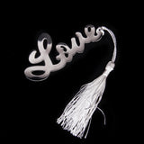Maxbell Lovely Love Letter Bookmark Label With Tassels Stationary Wedding Party Supplies Ceremony Gift Silver