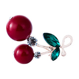Maxbell Sweet Red Cherry Brooch Faux Pearl Lapel Pin Hat Pin Clips Luxury Ornaments