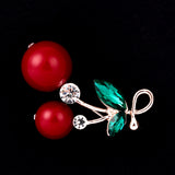 Maxbell Sweet Red Cherry Brooch Faux Pearl Lapel Pin Hat Pin Clips Luxury Ornaments