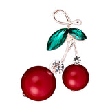 Maxbell Sweet Red Cherry Brooch Faux Pearl Lapel Pin Hat Pin Clips Luxury Ornaments