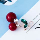 Maxbell Sweet Red Cherry Brooch Faux Pearl Lapel Pin Hat Pin Clips Luxury Ornaments