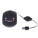 Maxbell USB 2.0 Mouse Retractable Cable Optical Scroll Wheel for Computer PC Notebook Black Blue