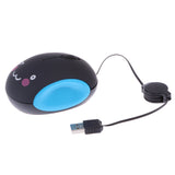 Maxbell USB 2.0 Mouse Retractable Cable Optical Scroll Wheel for Computer PC Notebook Black Blue