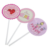 Maxbell Pack of 30 It's a Girl Happy Valentine Cake Topper Baby Announcement Cupcake Picks