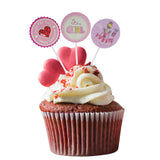 Maxbell Pack of 30 It's a Girl Happy Valentine Cake Topper Baby Announcement Cupcake Picks