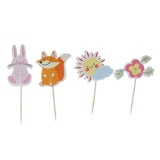 Maxbell 24/set Animals Flower Cake Cupcake Topper Pick for Kids Birthday Party Décor