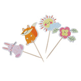 Maxbell 24/set Animals Flower Cake Cupcake Topper Pick for Kids Birthday Party Décor