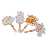 Maxbell 24/set Animals Flower Cake Cupcake Topper Pick for Kids Birthday Party Décor