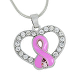 Maxbell Crystal Rhinestone Heart Ribbon HIV AIDS Awareness Pendant Necklace Jewelry