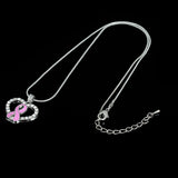 Maxbell Crystal Rhinestone Heart Ribbon HIV AIDS Awareness Pendant Necklace Jewelry