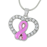 Maxbell Crystal Rhinestone Heart Ribbon HIV AIDS Awareness Pendant Necklace Jewelry