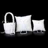 Maxbell Satin Lace Embellished Wedding Party Anniversary Flower Girl Basket White