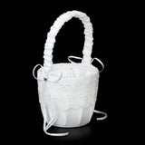 Maxbell Satin Lace Embellished Wedding Party Anniversary Flower Girl Basket White