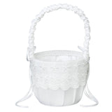 Maxbell Satin Lace Embellished Wedding Party Anniversary Flower Girl Basket White
