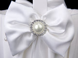 Maxbell Bow Pearl Rhinestone Wedding Ceremony Party Satin Flower Girl Basket Favor