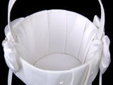 Maxbell Bow Pearl Rhinestone Wedding Ceremony Party Satin Flower Girl Basket Favor