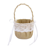 Maxbell Vintage Wedding Ceremony Ribbon Bowknot Burlap Jute Lace Flower Girl Basket