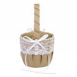 Maxbell Vintage Wedding Ceremony Ribbon Bowknot Burlap Jute Lace Flower Girl Basket