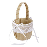 Maxbell Vintage Wedding Ceremony Ribbon Bowknot Burlap Jute Lace Flower Girl Basket