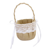 Maxbell Vintage Wedding Ceremony Ribbon Bowknot Burlap Jute Lace Flower Girl Basket