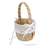 Maxbell Vintage Wedding Ceremony Ribbon Bowknot Burlap Jute Lace Flower Girl Basket