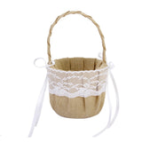 Maxbell Vintage Wedding Ceremony Ribbon Bowknot Burlap Jute Lace Flower Girl Basket