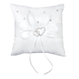 Maxbell Wedding Bridal Ring Bearer Pillow Cushion Ribbon Bowknot Crystal Double Heart 6"