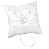 Maxbell Wedding Bridal Ring Bearer Pillow Cushion Ribbon Bowknot Crystal Double Heart 6"