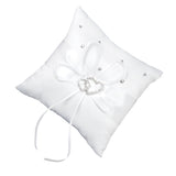 Maxbell Wedding Bridal Ring Bearer Pillow Cushion Ribbon Bowknot Crystal Double Heart 6"