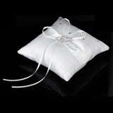 Maxbell Wedding Bridal Ring Bearer Pillow Cushion Ribbon Bowknot Crystal Double Heart 6"