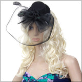 Maxbell Women Girls Ladies Mini Top Hat Costume Hair Clip With Veil Hair Accessory Black