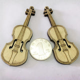 Maxbell 10 Pieces Wood Craft Violin Shapes Hanging Wooden Tags Decorations Key Ring Pendant Findings