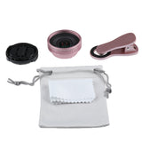 Maxbell HD 0.6X Wide-angle Lens Without Distortion Clip-on w/ Protective Bag for for Samsung Huawei Smart Phone Rose Gold