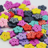 Maxbell 100 Pieces Lovely Mixed Wooden Buttons for DIY Sewing Scrapbooking Flower Dot